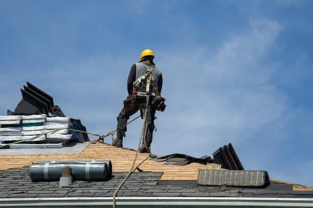 Professional Gutter Installation technician working in Haworth, NJ